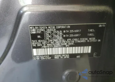 2015 Toyota Rav4 Le z USA, uszkodzony, nr VIN JTMBFREV1FJ044771